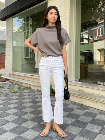 DAZY Mock Neck Batwing Sleeve Tee