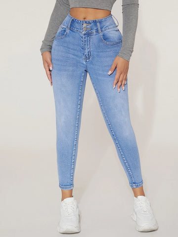 PETITE Light Wash Skinny Jeans