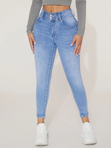PETITE Light Wash Skinny Jeans