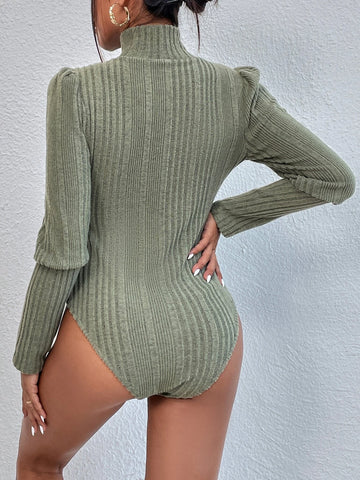 High Neck Puff Sleeve Bodysuit