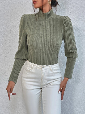 High Neck Puff Sleeve Bodysuit