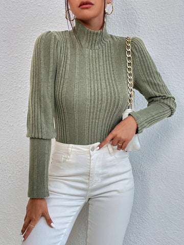 High Neck Puff Sleeve Bodysuit