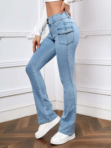 Flap Pocket Stacked Jeans