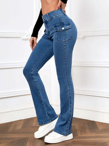Flap Pocket Stacked Jeans