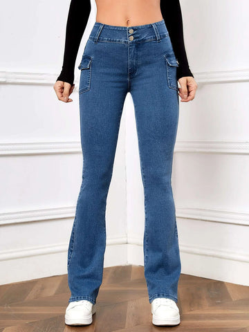 Flap Pocket Stacked Jeans