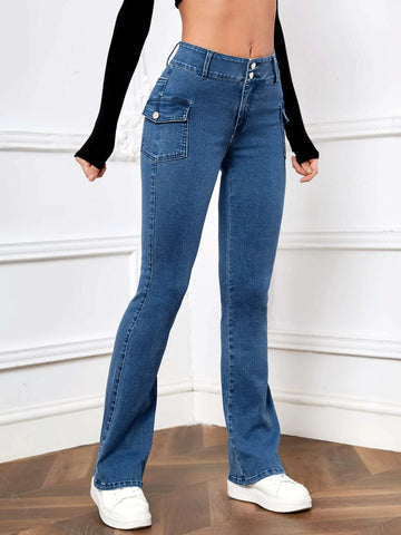 Flap Pocket Stacked Jeans