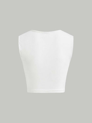 Sweetheart Neck Rib-knit Tank Top