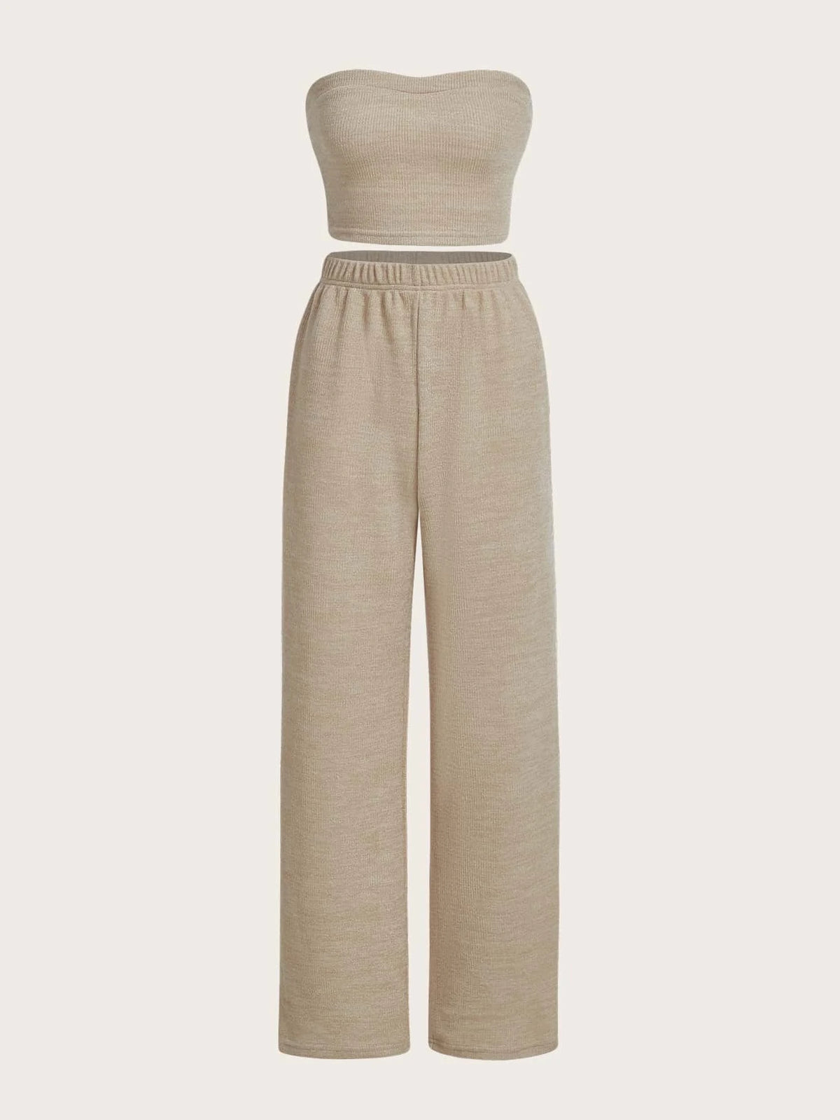 Crop Tube Top & Flare Leg Pants Set