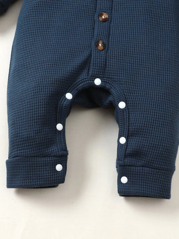 Newborn Baby Waffle Knit Jumpsuit & Hat