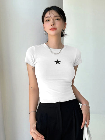 DAZY Star Print Crop Tee