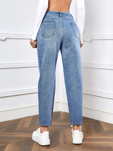 Butterfly Print Straight Leg Jeans