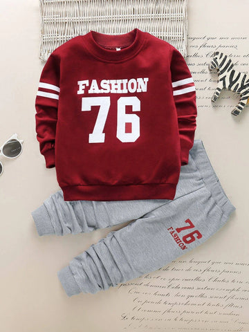 Toddler Boys Letter Graphic Sweatshirt With Sweatpants