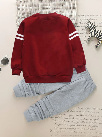 Toddler Boys Letter Graphic Sweatshirt With Sweatpants