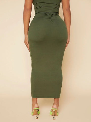 SXY High Waist Ruched Pencil Skirt
