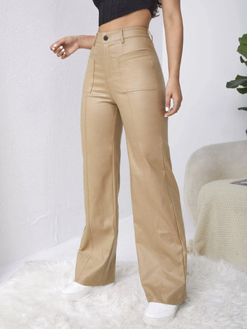 High-Rise Coated Wide Leg Jeans