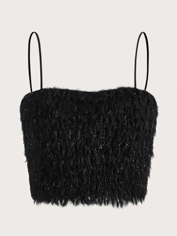 Solid Plush Crop Cami Top