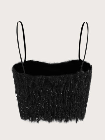 Solid Plush Crop Cami Top
