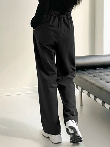 DAZY Plicated Detail Straight Leg Pants