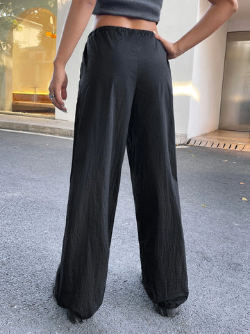 Contrast Piping Drawstring Waist Pants