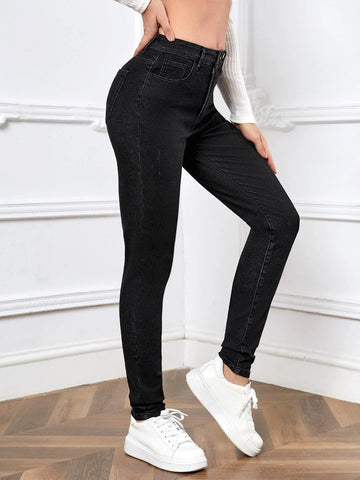 High Waist Ripped Skinny Jeans