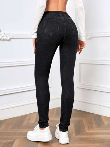 High Waist Ripped Skinny Jeans
