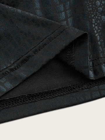 Crocodile Embossed Backless PU Halter Top