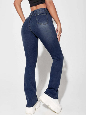 Slant Pocket Flare Leg Jeans