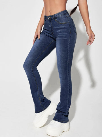 Slant Pocket Flare Leg Jeans