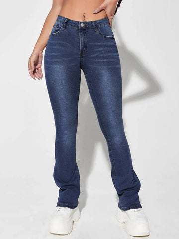 Slant Pocket Flare Leg Jeans