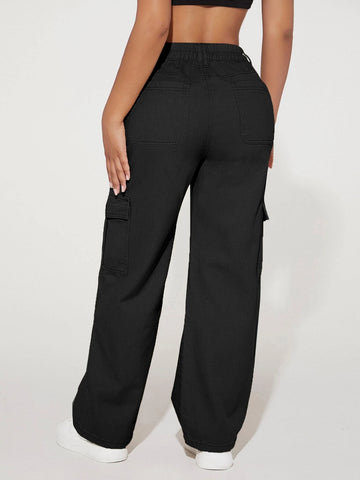 PETITE High Waist Flap Pocket Cargo Jeans