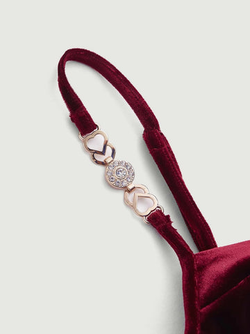 Chain Detail Ruched Velvet Bodycon Dress