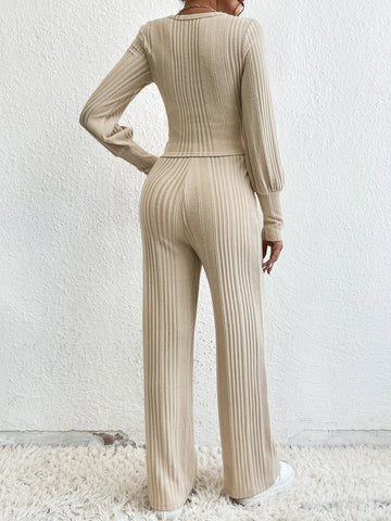 Solid Bishop Sleeve Tee & Pants