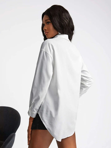 Solid Button Front Shirt