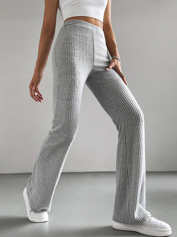 Ribbed Knit Flare Leg Pants