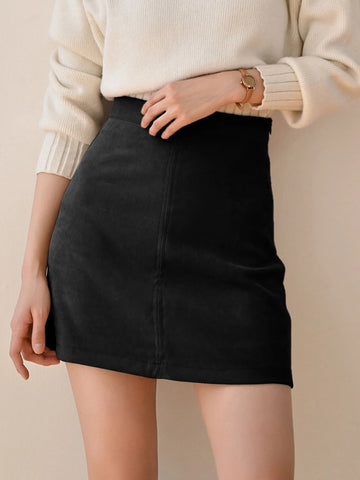 DAZY High Waist Zip Back Skirt