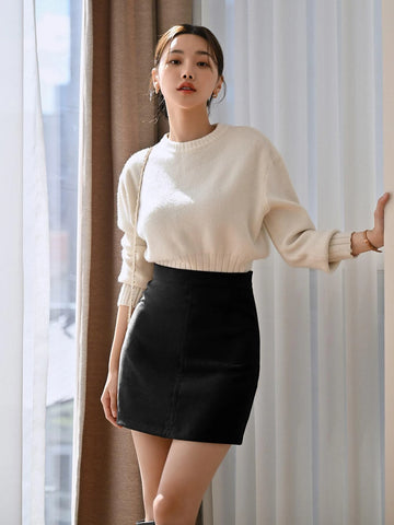 DAZY High Waist Zip Back Skirt