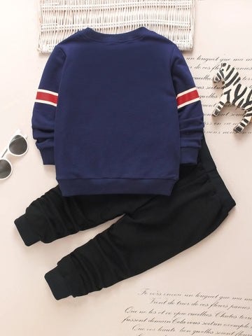 Toddler Boys Letter Graphic Sweatshirt With Sweatpants
