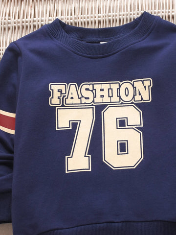 Toddler Boys Letter Graphic Sweatshirt With Sweatpants