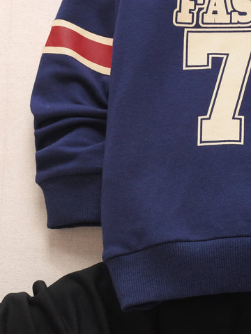Toddler Boys Letter Graphic Sweatshirt With Sweatpants