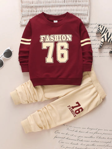 Toddler Boys Letter Graphic Sweatshirt With Sweatpants