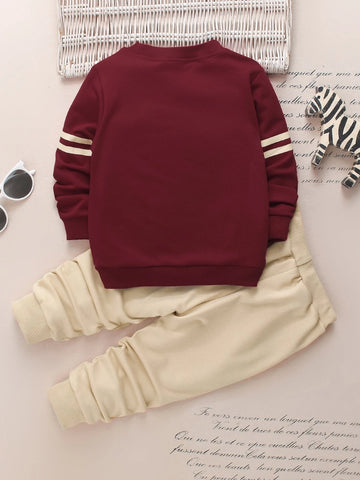Toddler Boys Letter Graphic Sweatshirt With Sweatpants