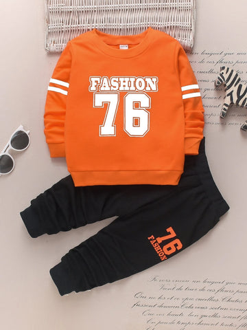 Toddler Boys Letter Graphic Sweatshirt With Sweatpants