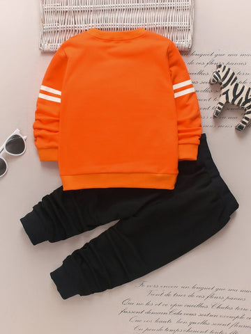 Toddler Boys Letter Graphic Sweatshirt With Sweatpants