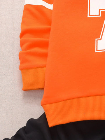 Toddler Boys Letter Graphic Sweatshirt With Sweatpants
