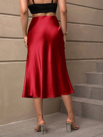 High Waist Solid Skirt