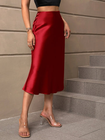 High Waist Solid Skirt
