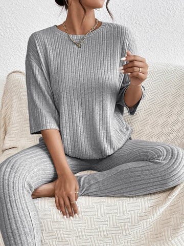 Unity Drop Shoulder Ribbed Knit Tee & Leggings