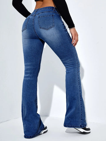 Slant Pocket Bootcut Leg Jeans