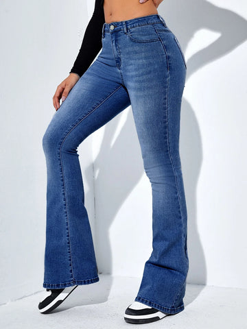Slant Pocket Bootcut Leg Jeans
