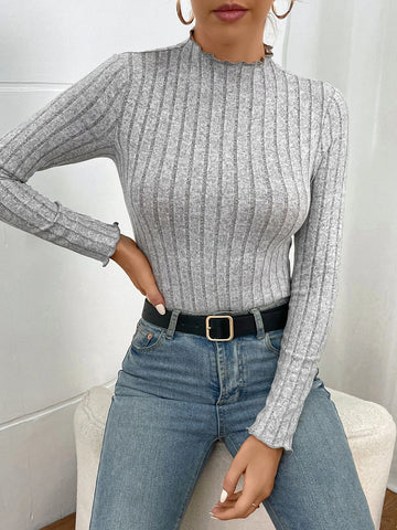 Mock Neck Lettuce Trim Bodysuit